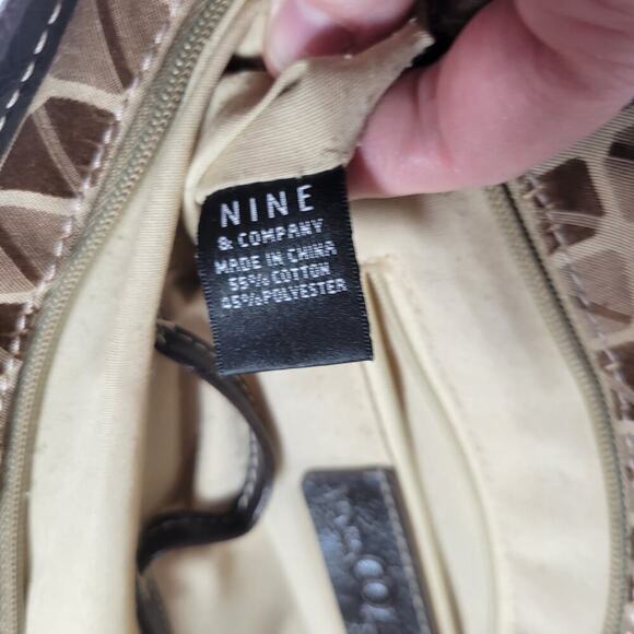 Nine & Co. Nine West Casual Patterned Shoulder Bag with Brown Trim - Picture 9 of 12